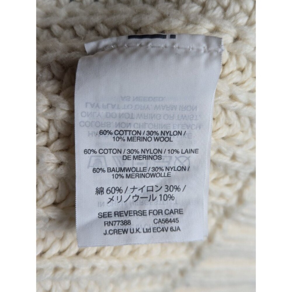 XXS J. CREW Cotton & Wool Sweater - Chunky Cable Knit w/ Slit and Fringe - Picture 8 of 12
